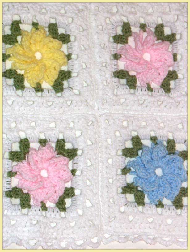 Pinwheel Rose Baby Afghan Closeup (click to go back)