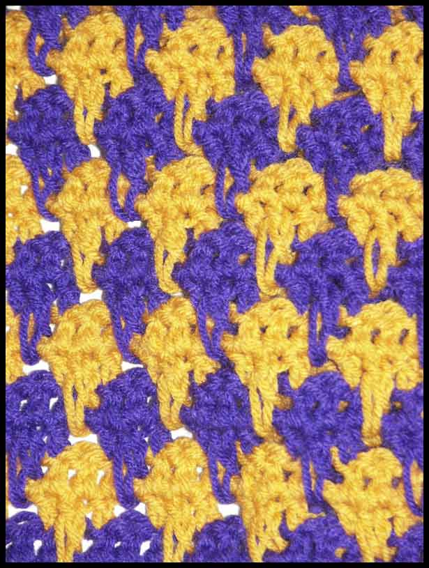 LSU Teardrop Baby Afghan Closeup (click to go back)