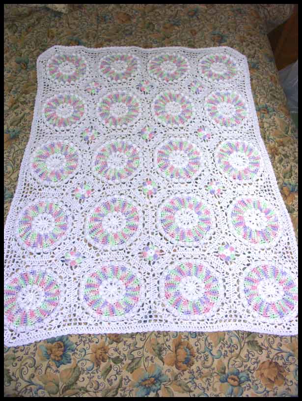 Circles Baby Afghan Flat View (click to go back)