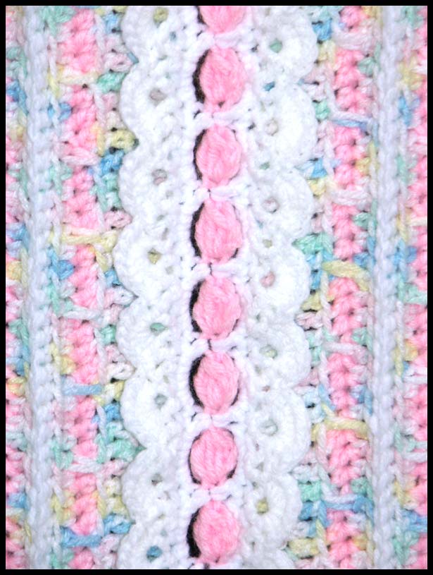 Eyelet Ribbons Baby Afghan Closeup (click to go back)