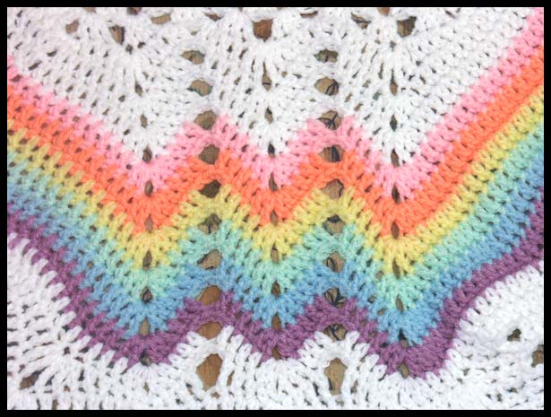 Rainbow Baby Blanket Closeup of Inside (click to go back)