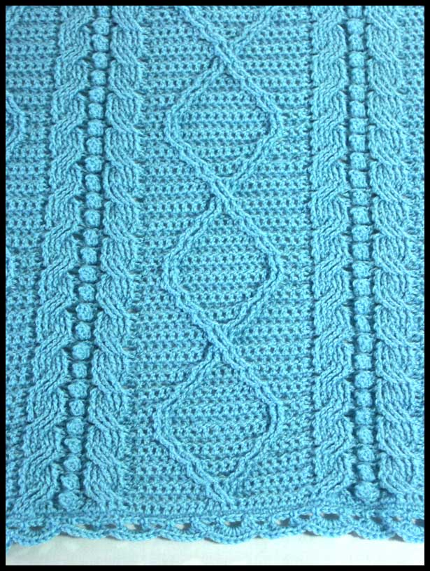 Diamonds & Cables Baby Afghan Closeup (click to go back)