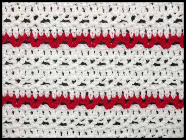 Peppermint Stripes Baby Afghan Closeup (click to go back)