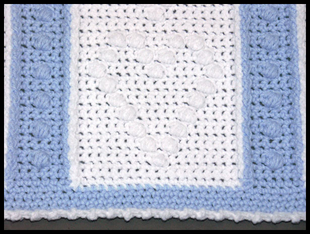 Popcorns & Hearts Baby Afghan Closeup (click to go back)