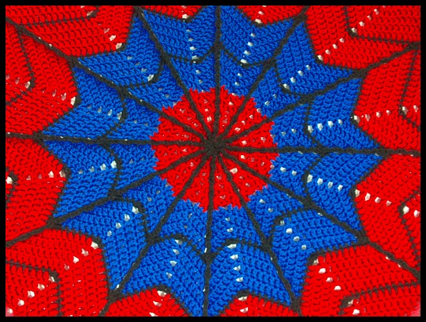 Superhero Dreamcatcher Afghan Closeup Blue (click to go back)