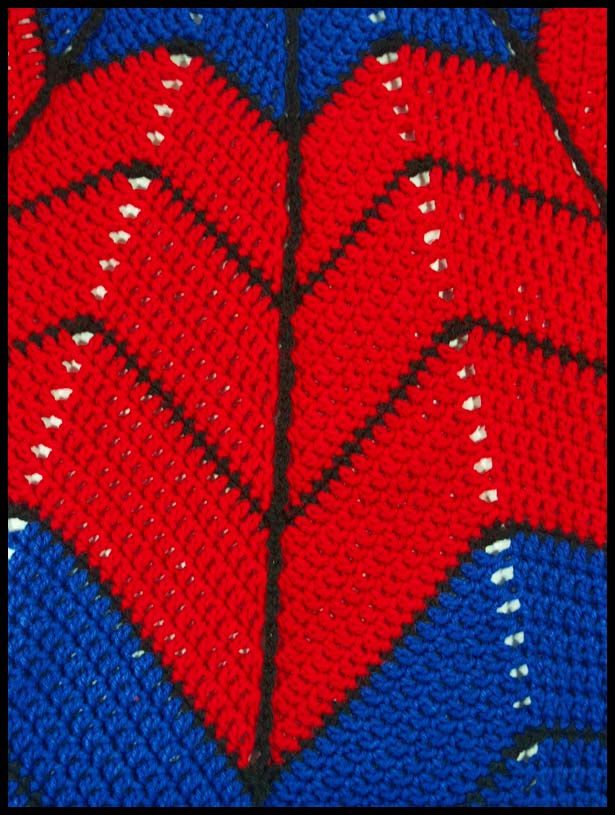 Superhero Dreamcatcher Afghan Closeup Red (click to go back)