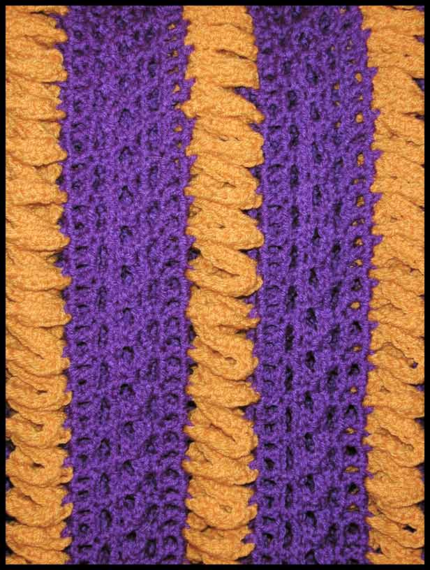 LSU Ribbons Afghan Closeup (click to go back)