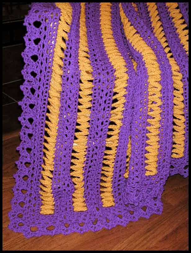 LSU Ribbons Afghan (click to see closeup)