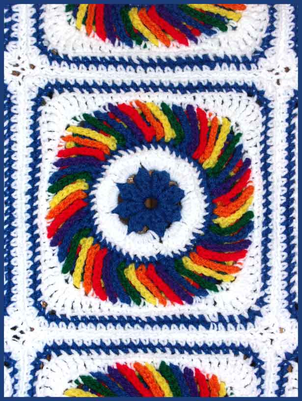 Rainbow Swirls Afghan Closeup (click to go back)