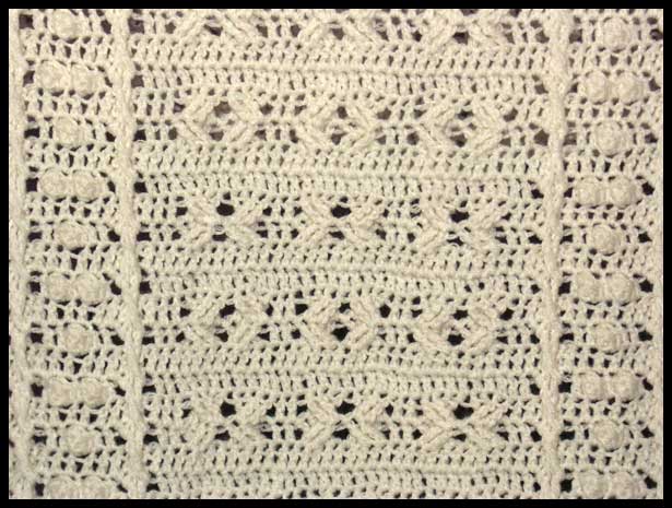 Aran Cables & Crosses Afghan Closeup (click to go back)