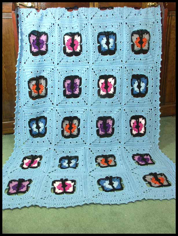 Butterflies of Spring Afghan (click to see flat)