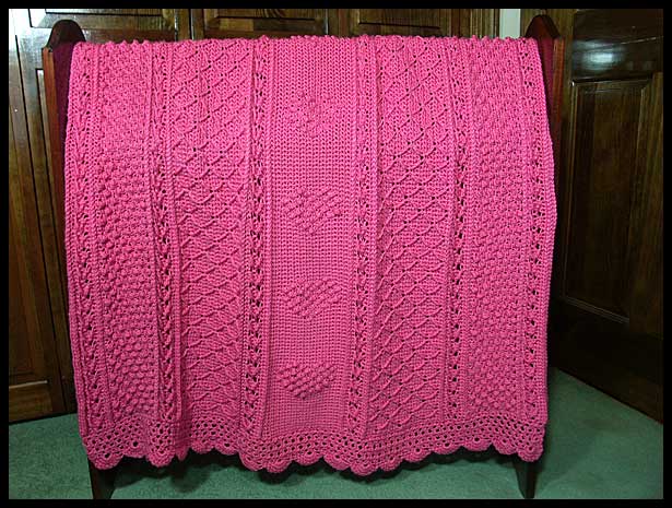 Aran Hearts Throw (click to see flat)