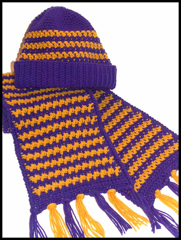 Reversible LSU Hat & Scarf (click to see closeup)