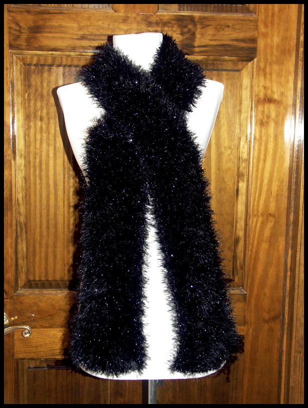 Black Metallic Fur Scarf