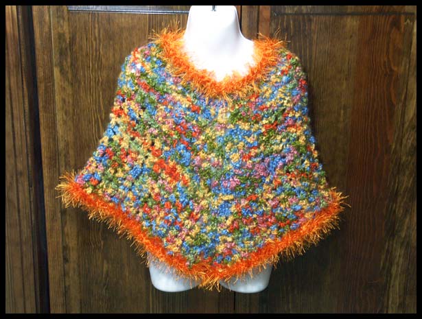 Fur-Trimmed Bouclé Girl's Poncho